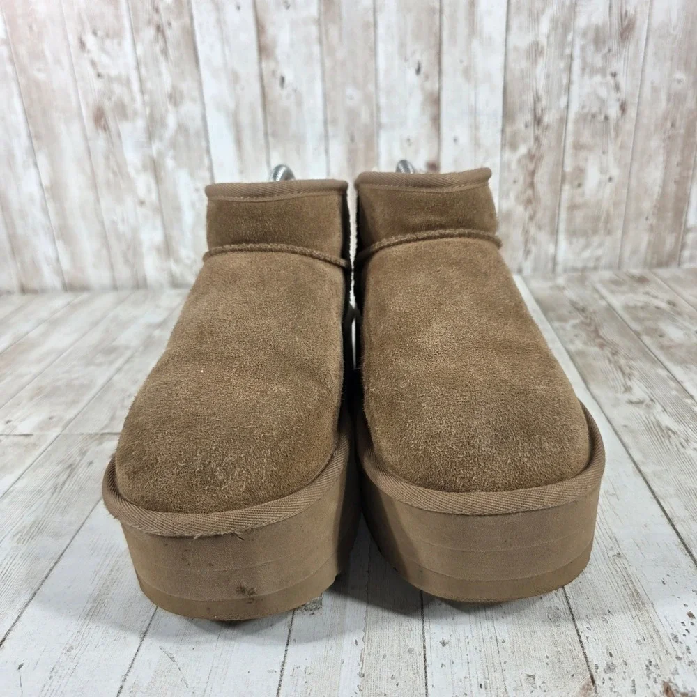 UGG Classic Ultra Mini Platform Chestnut Brown Suede‎ Boots 1135092 Womens 8